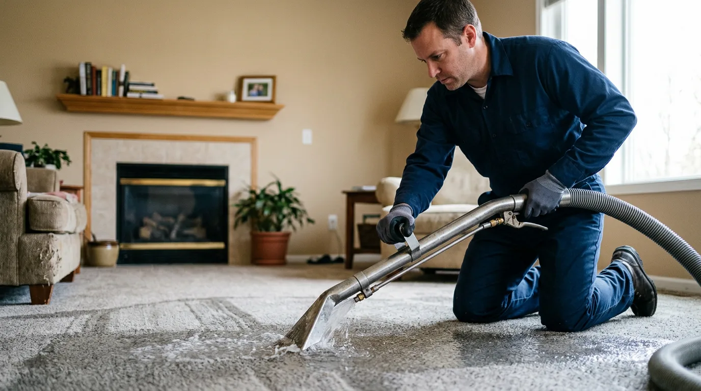 Water damage restoration technician working near Gile, WI